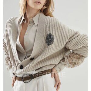 Brunello Cucinelli Cashmere Cardigan with Swarovski® Crystals Sweater S